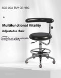Black leather dental hospital chair with electric lift mechanism for dental clinic use