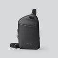 Men's black Oxford cloth crossbody bag with sewing thread detailing