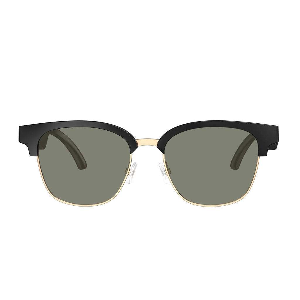 F1 Black Technology Bluetooth glasses with gold frame gradient colour, directional audio headset, and anti-blue ray lenses