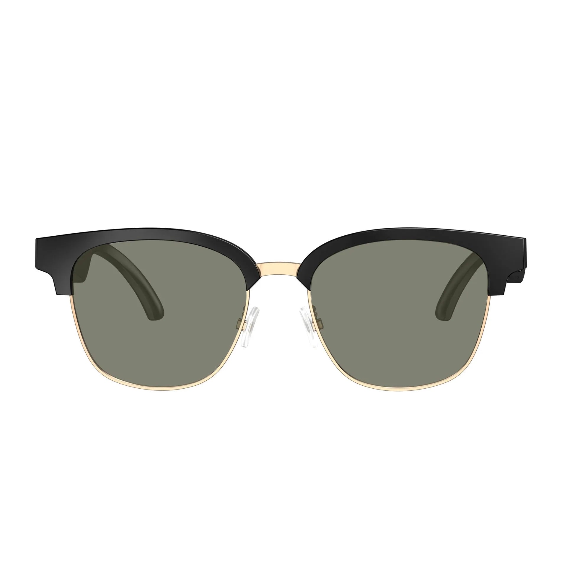 F1 Black Technology Bluetooth glasses with gold frame gradient colour, directional audio headset, and anti-blue ray lenses