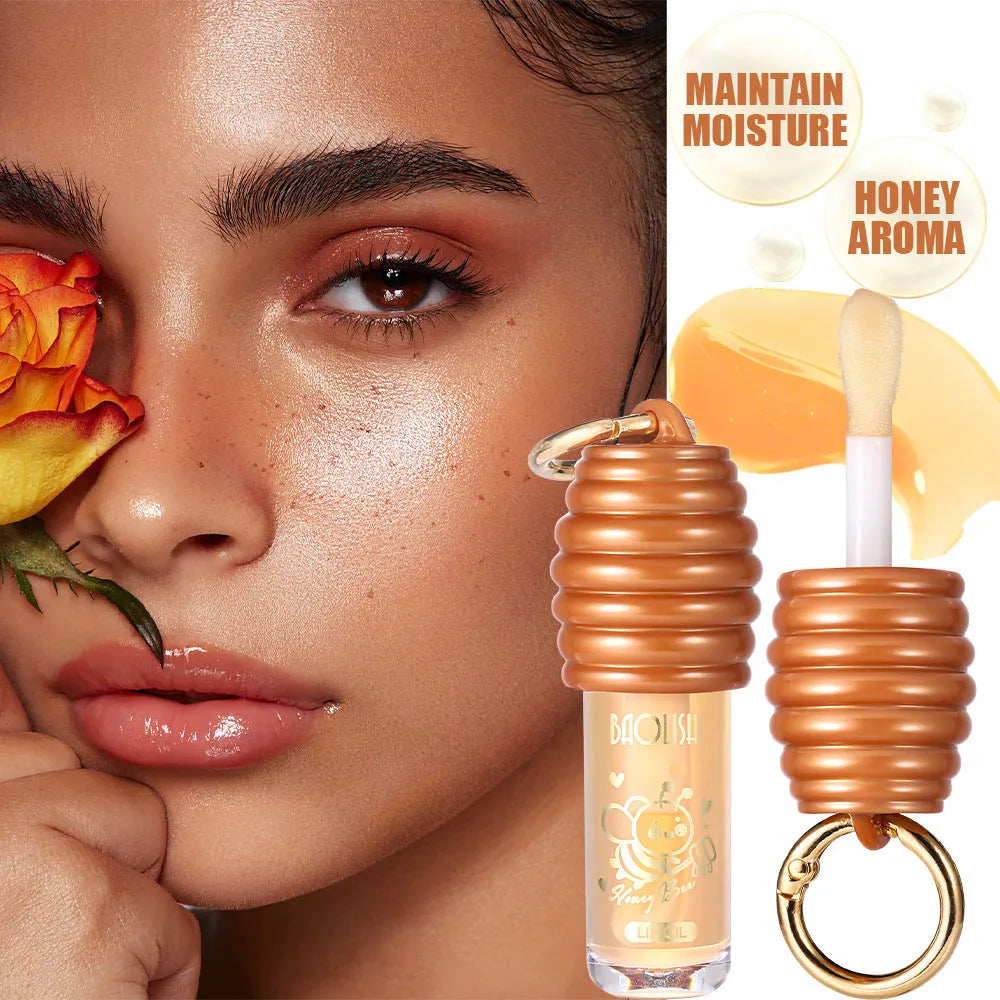 Honey lip gloss with keychain attached, portable for panier bags