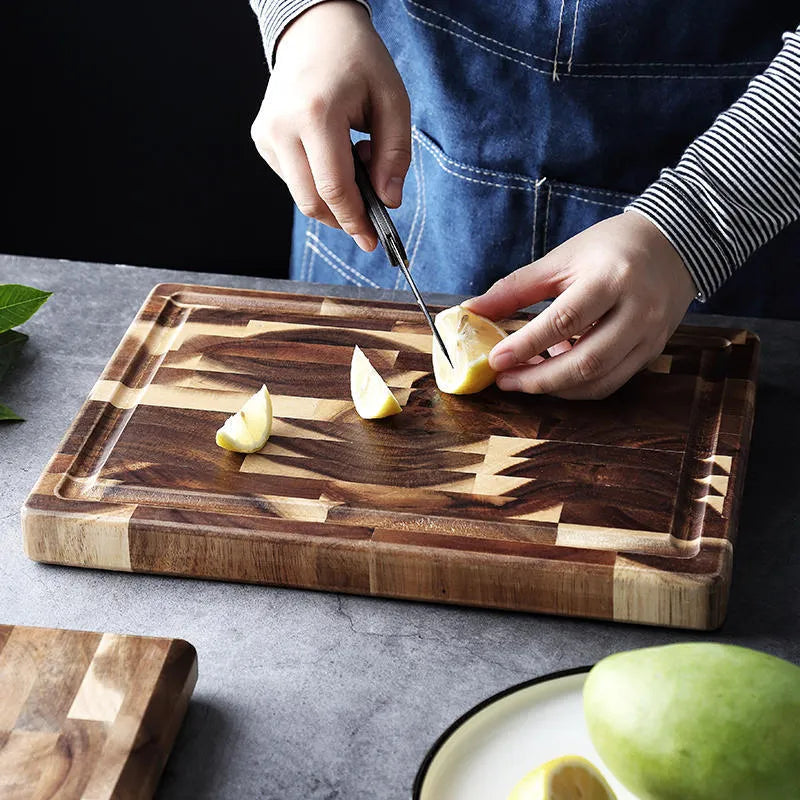 Brown solid wood cutting board made from imported acacia wood with 3cm thickness