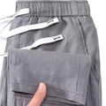 Pure linen Chinese-style trousers with elastic waist in straight-leg design