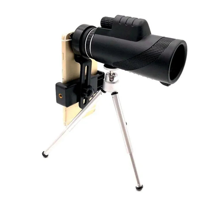 Black HD 40x60 monocular telescope showing 60mm objective lens and compact body design.