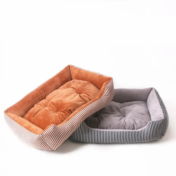 Cloth pet bed with foam mattress in coffee star colour, 45cm diameter size for small dogs and cats