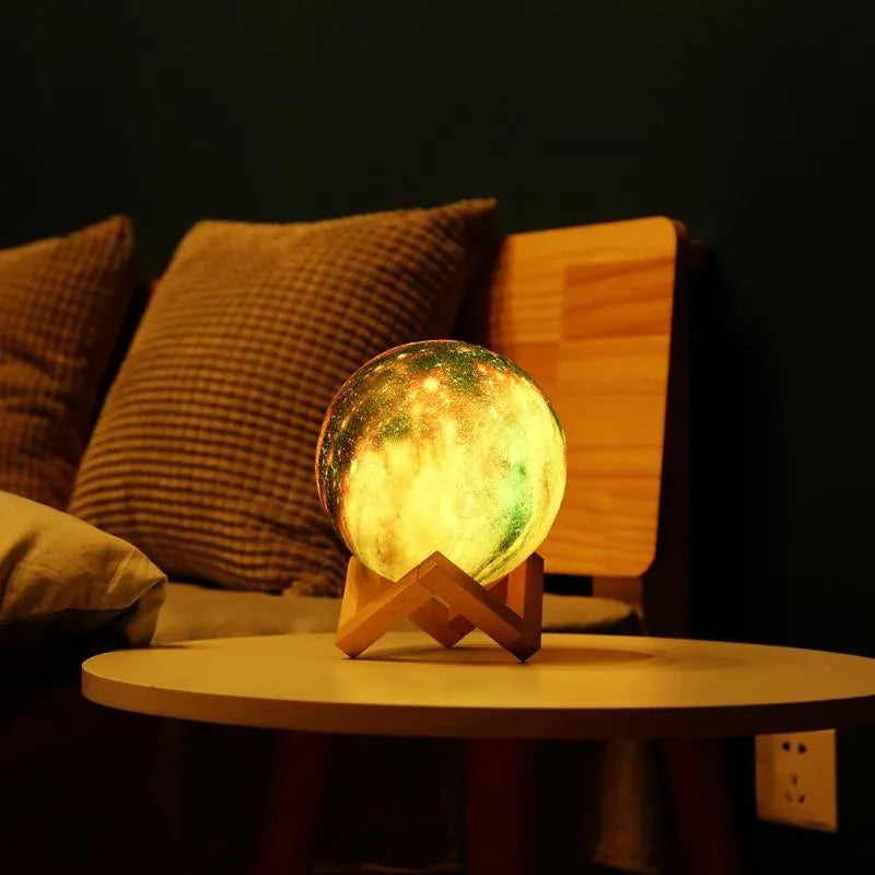 3D printed lunar light sphere with LED illumination in multiple colour modes