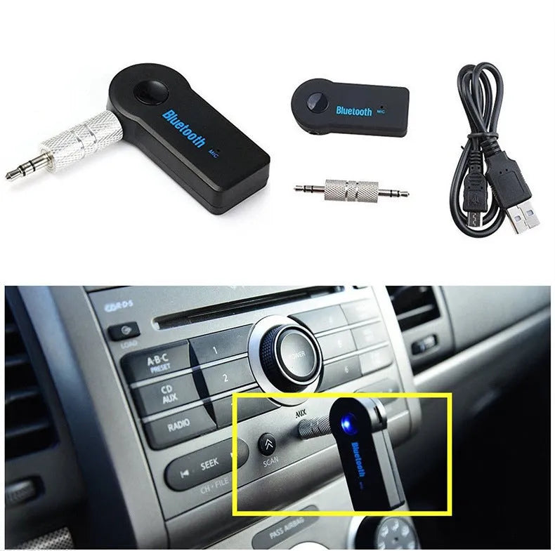 Bluetooth music receiver with 3.5mm audio plug and mini USB charging port