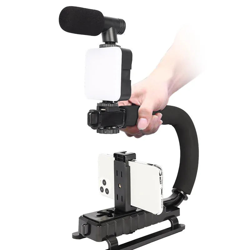 LED mini square outdoor camera flash on tripod with universal mount and compact design