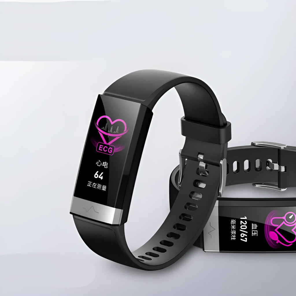 V19 smart fitness tracker in black, blue, or red with colour screen and TPU wrist strap.