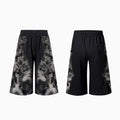 Women's loose fit trousers set with matching hoodie and shorts in polyester streetwear style