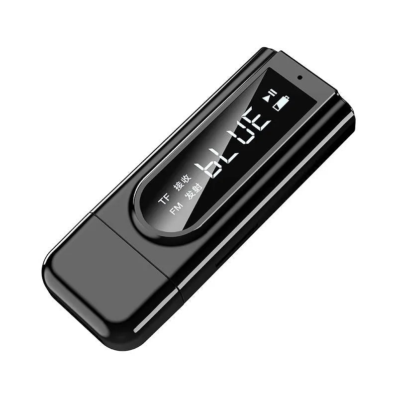 Black USB car FM Bluetooth receiver for wireless MP3 playback through car stereo