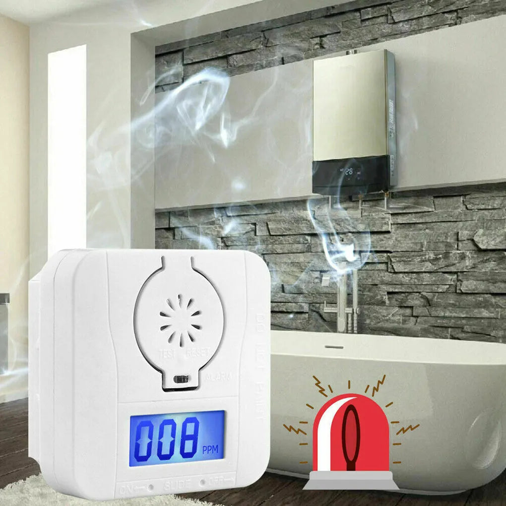 White wireless wall-mounted carbon monoxide alarm for coal stove and soot detection