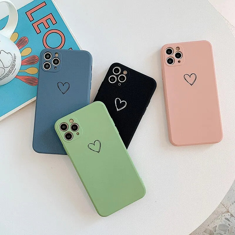 Silicone TPU back cover phone case for Apple iPhone, shown in multiple solid colour options.