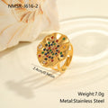 Geometric stainless steel ring with pleated detailing and inlaid colour diamond titanium accents