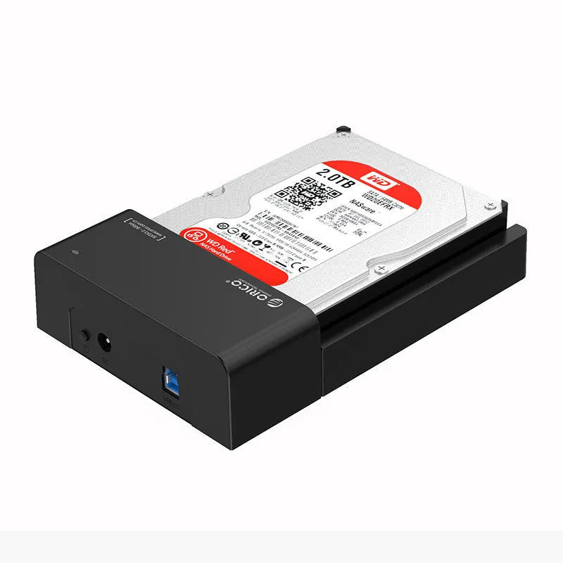 Black universal hard disk box enclosure for 2.5 and 3.5 inch SATA drives with data cable