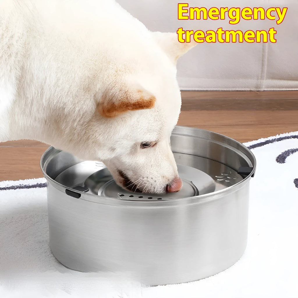 Silver stainless steel large capacity pet drinking water bowl for dogs and cats