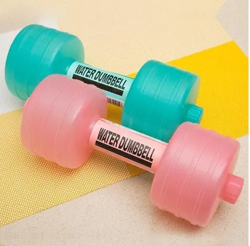 Water-filled fitness dumbbell for women in pink polypropylene plastic with leak-proof port