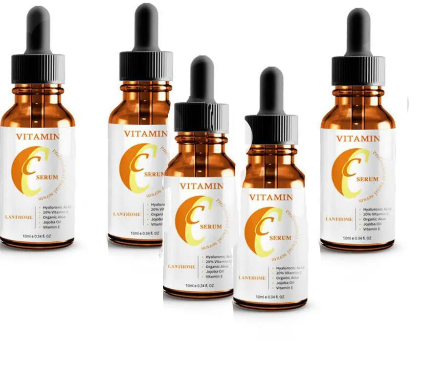 10 ml bottle of vitamin C and hyaluronic acid facial serum for anti-aging and skin brightening