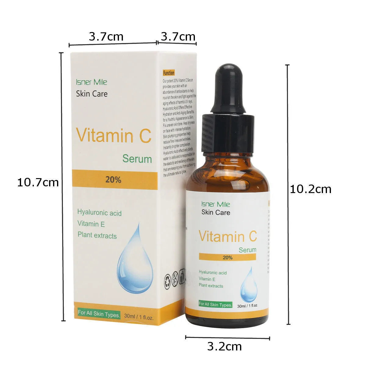 30ml Vitamin C serum bottle for brightening uneven skin tone and dullness