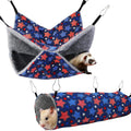 Small pet fabric hammock set with hanging hammock and tubular tunnel for hamsters in yellow heart pattern