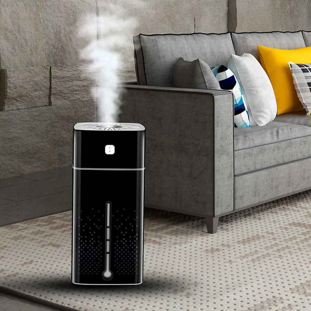 Black or white desktop USB humidifier with 1000ml water tank dimensions 103x103x218mm