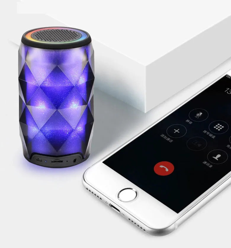 Black crystal diamond cut Coke can Bluetooth speaker lantern with colourful lighting effects and touch controls