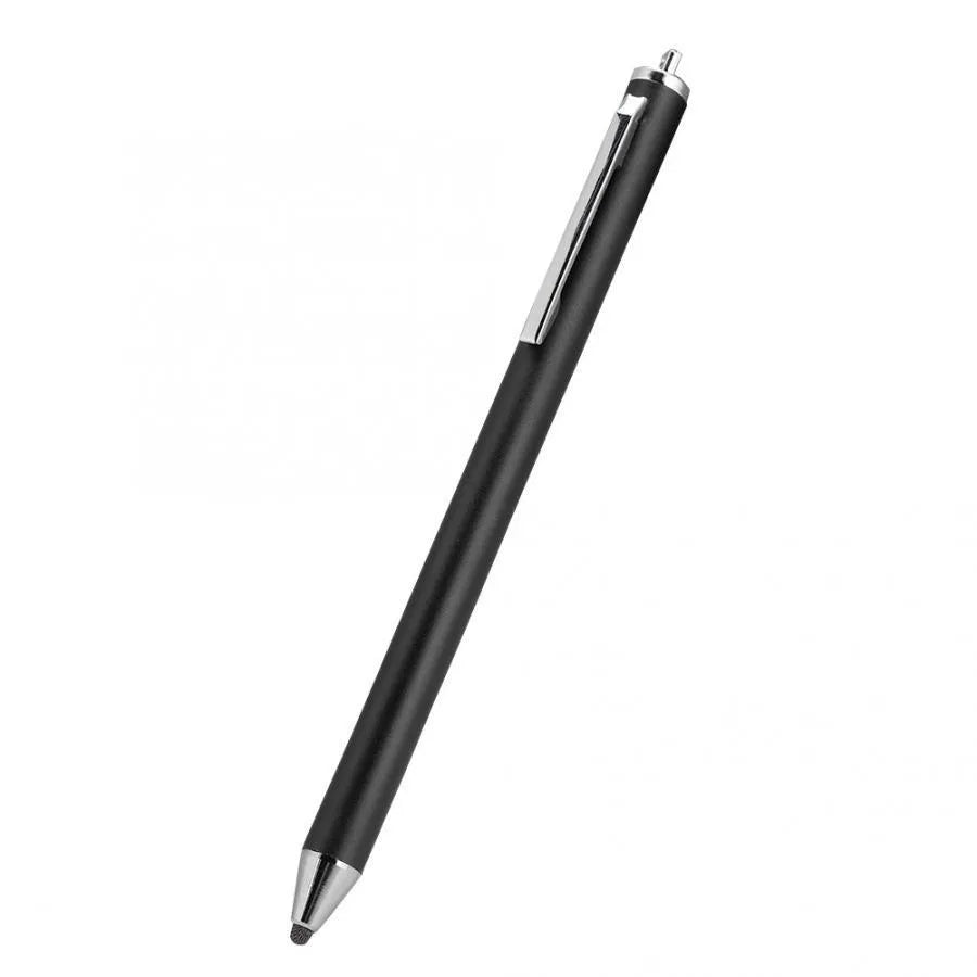 Metal casing stylus pen with fine tip, shown in multiple colour options.