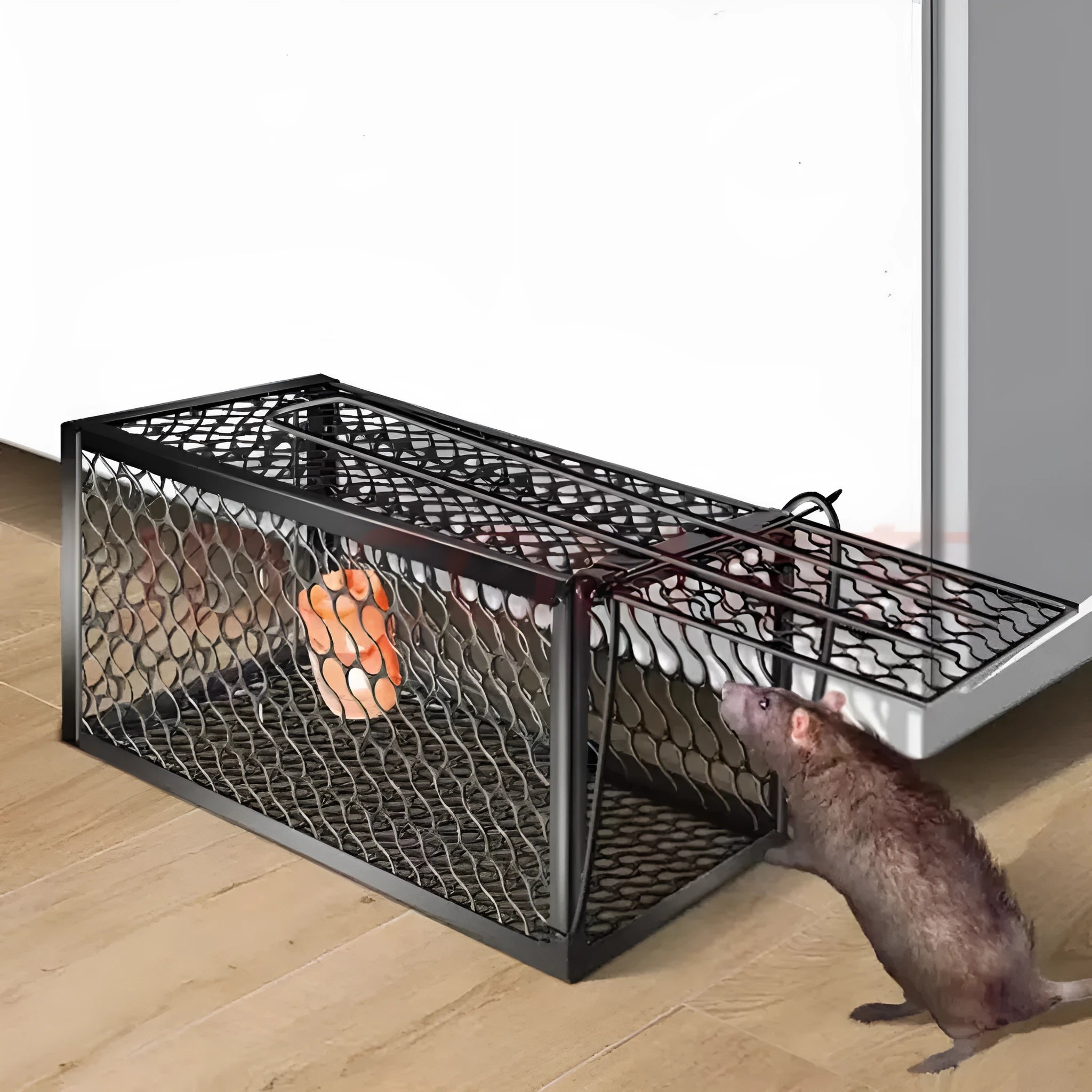 Automatic mouse trap cage with metal and plastic options in small, medium, and large sizes