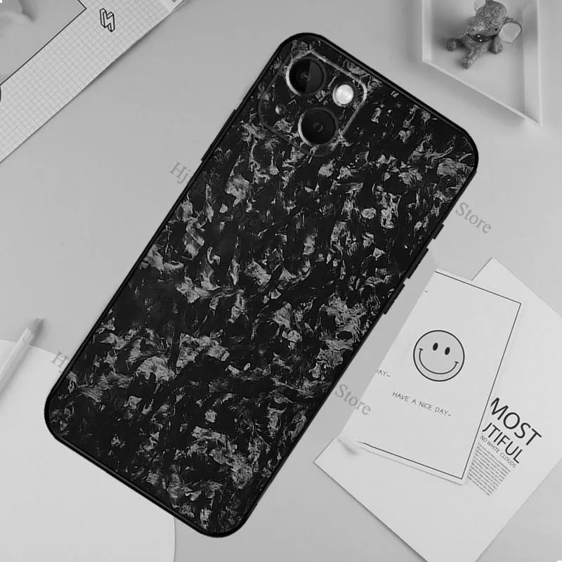 Forged carbon drop-resistant TPU phone case for iPhone with soft shell design