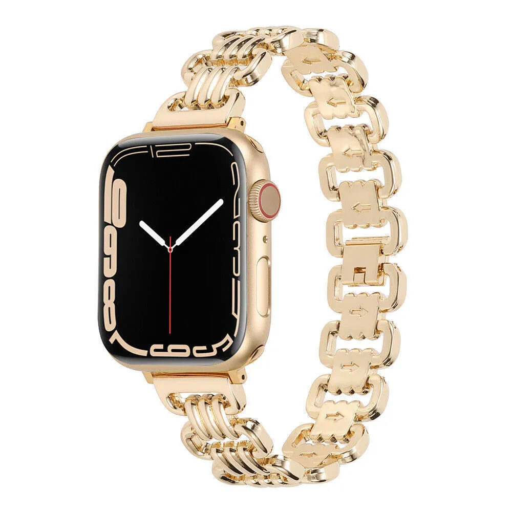 Silver, black, gold, rose gold, and starlight coloured metal alloy bracelet for Apple smartwatches