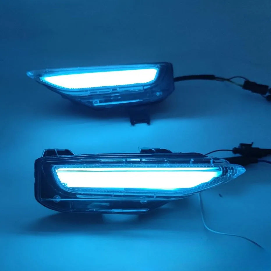 Infiniti Q50 Q70 front bumper LED turn signal and daytime running fog lamp unit with ABS housing.