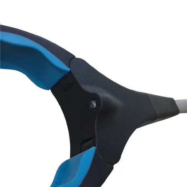 Blue foldable portable pickup tool with extended aluminium handle, 83.5cm long