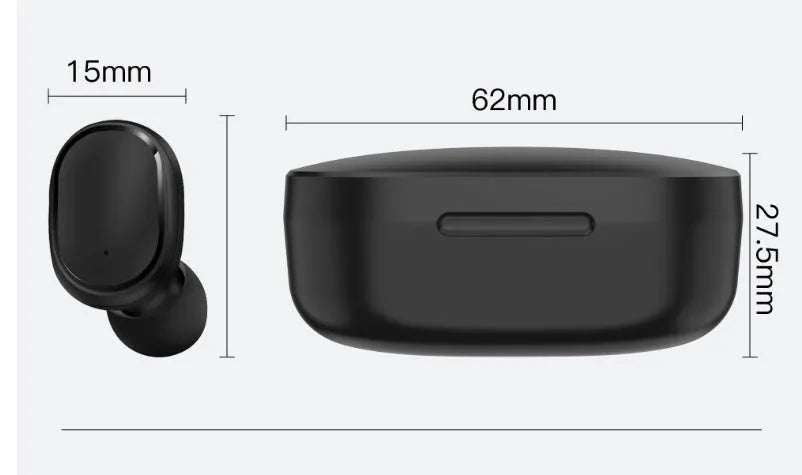 A6S mini wireless Bluetooth in-ear sports earbuds in matte black finish with charging case