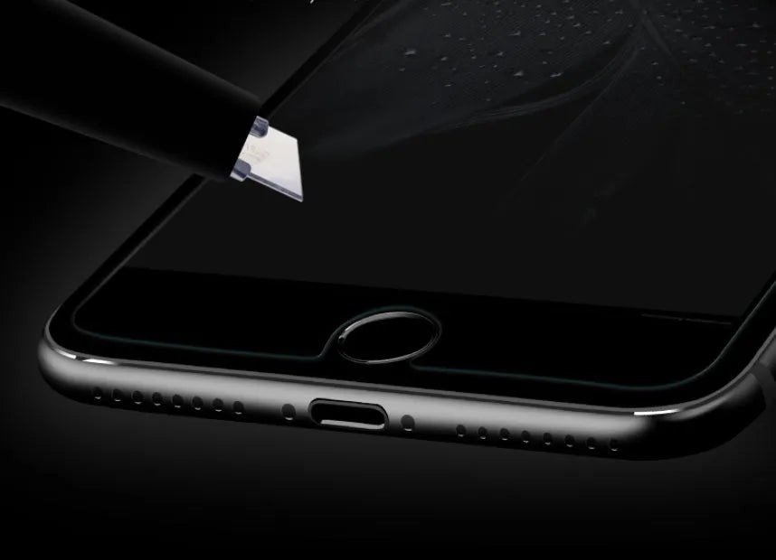 Tempered glass screen protector for Apple iPhone XS Max showing anti-reflective and mirror finish.