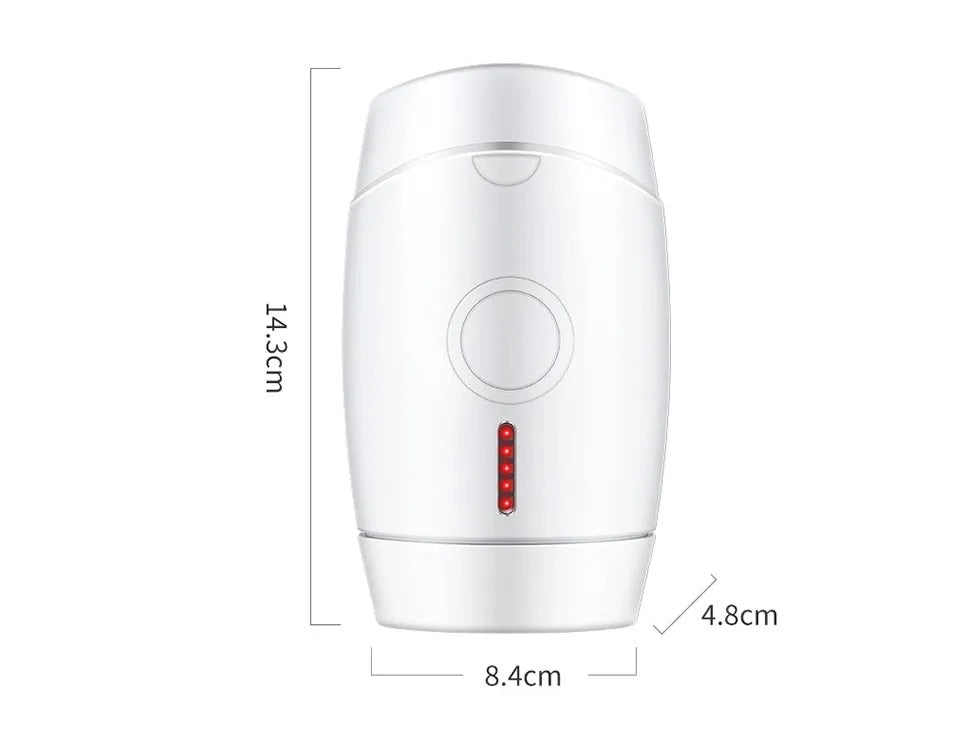 White home laser hair removal instrument with display and buttons on a compact unit.