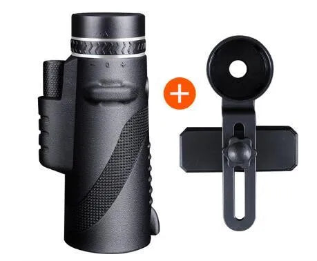 Black HD 40x60 monocular telescope showing 60mm objective lens and compact body design.