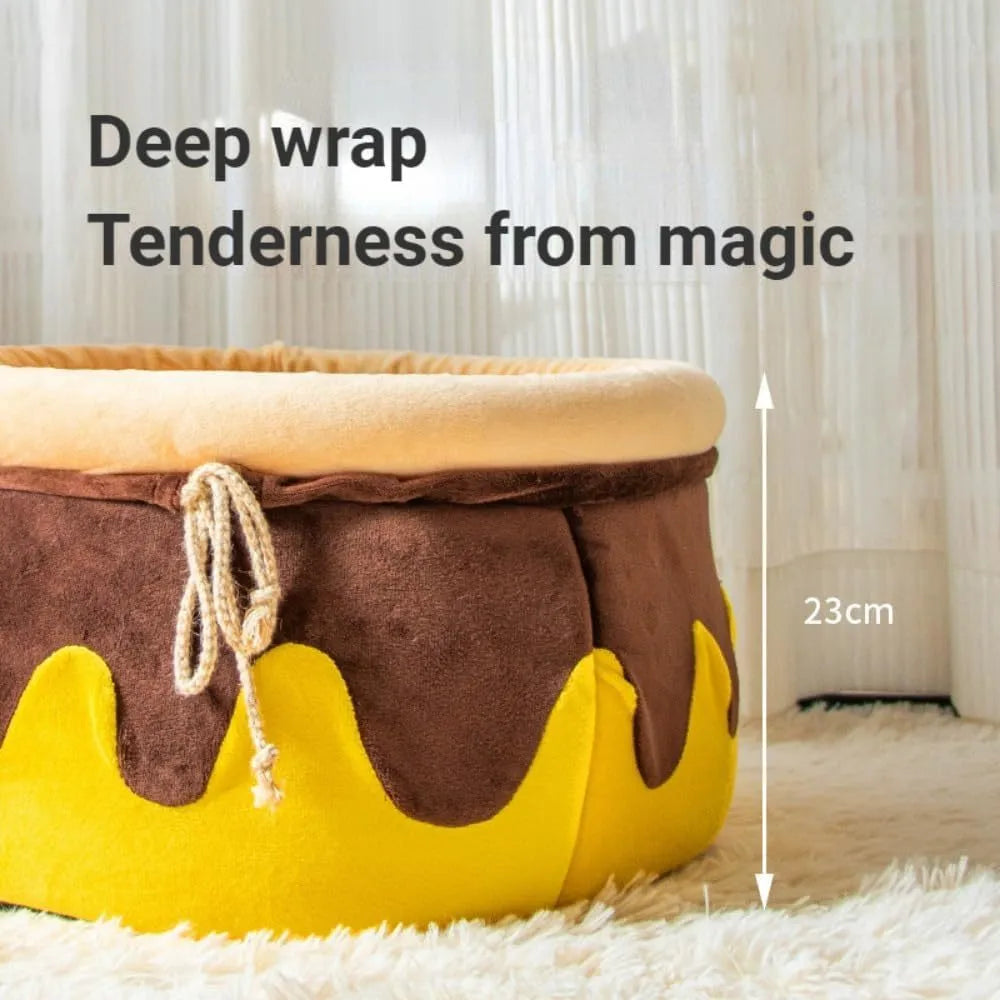 Magic honey pot shaped cat sofa bed with removable cushion in pink or yellow for small pets