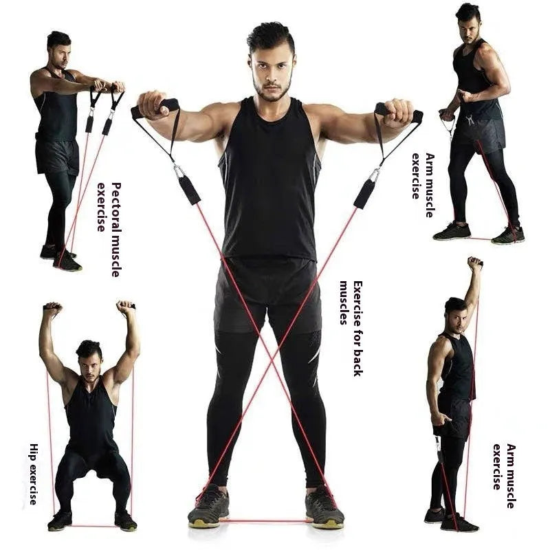 Multi-functional door sports 11-piece combination pulling rope set with ABS construction