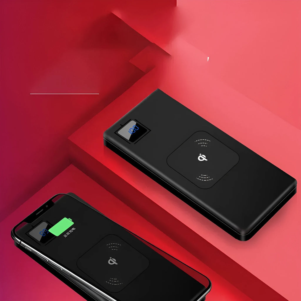 Portable power bank charger with LCD display and alloy casing in four colour options