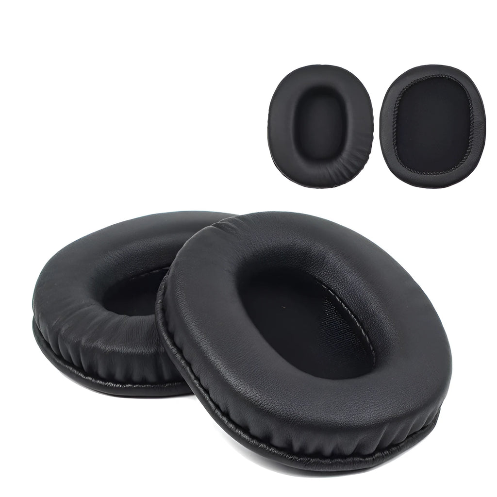 Black soft PU leather replacement headphone cushion covers for Sony 1R over-ear headphones.
