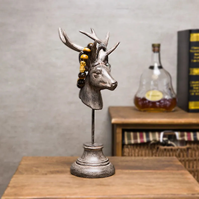 Matte finish natural resin animal decoration statue in black, white, or wood colour tones