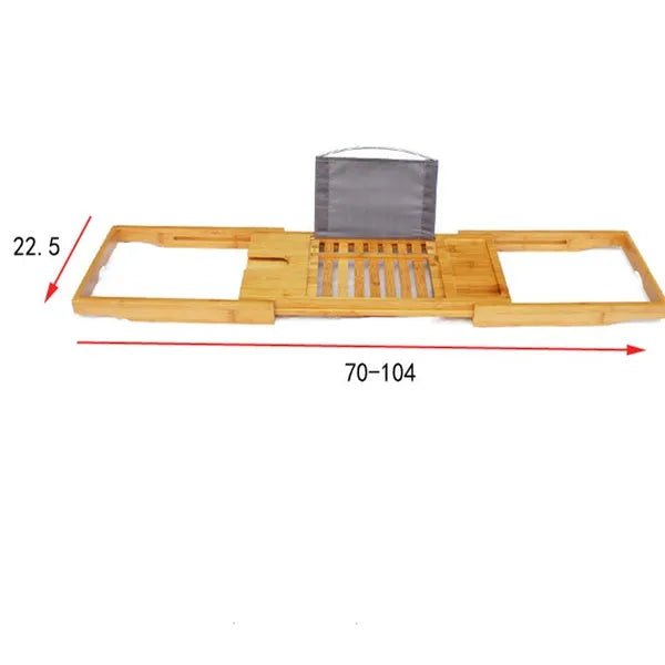 Natural bamboo bathtub caddy with single-tier desktop design for bathroom storage