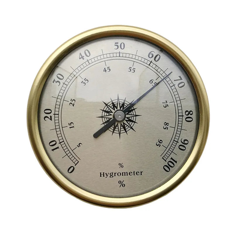 Silver analogue thermometer and hygrometer with aluminium dial and ring for indoor outdoor use