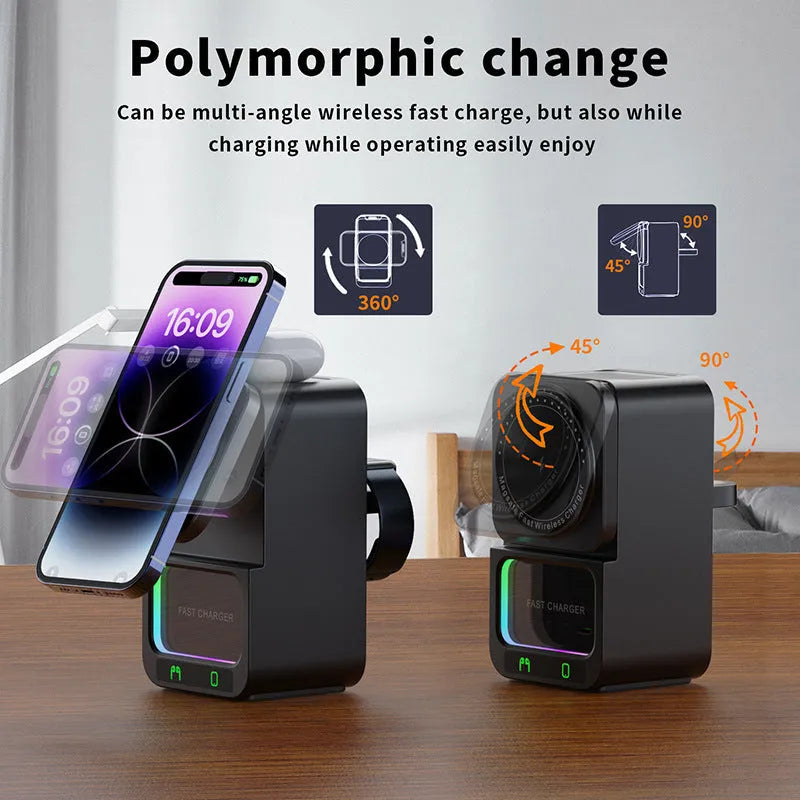 Black and white Bluetooth speaker wireless charger with QC3.0 fast charging