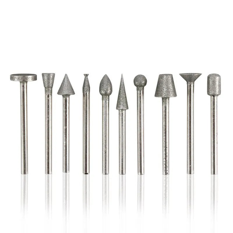 Alloy diamond grinding head set with elliptical cone shape for glass and stone work