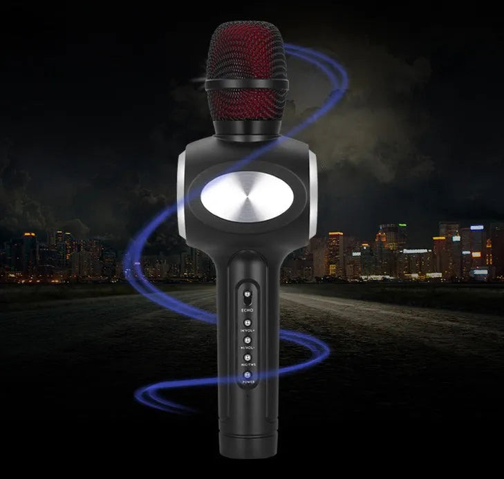 Yaerjia E108 mobile microphone karaoke system with integrated speaker in black, gold or pink colour options