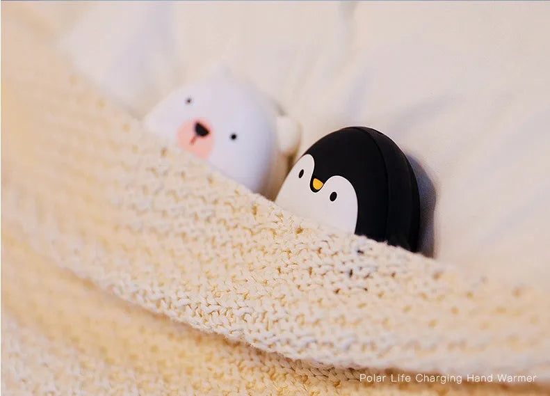 Cartoon penguin and polar bear USB rechargeable electric hand warmer with double-side heating