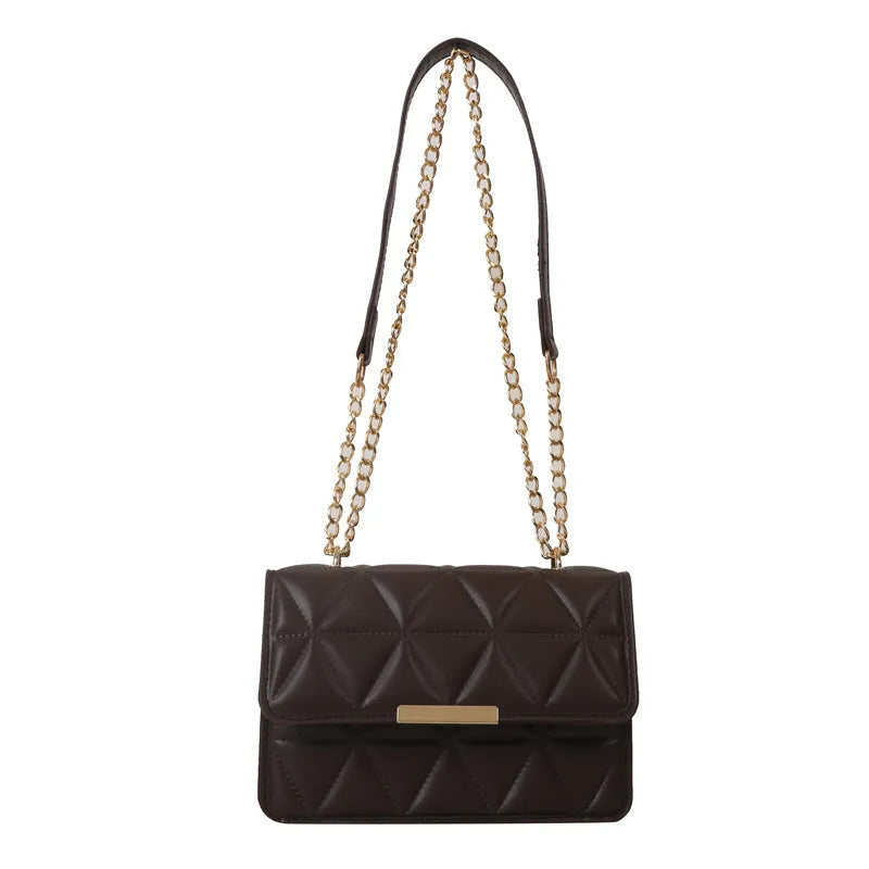 Women's casual retro PU messenger bag in horizontal square shape with decorative stitching