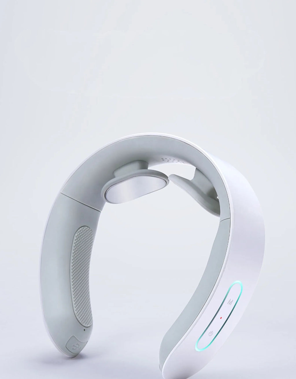 White electric acupressure massager for back neck shoulder pain relief with heat therapy