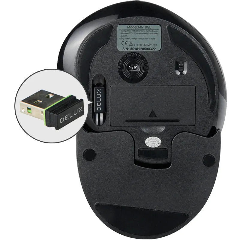 M 618 vertical wireless ergonomic mouse in black or white with USB receiver
